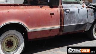 James Jacobs fucks his stepdad August Alexander at the back garage