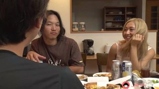 Asian Mary Hayakawa interrupts dinner to start fucking