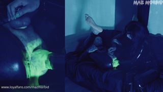 She puts a sticky and shiny liquid in his ass to fist him