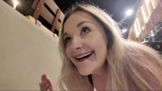 During the early morning hours, Louise masturbates naked on the street