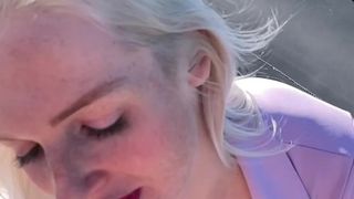 French Blonde Jade Latour loves sucking cock outdoors