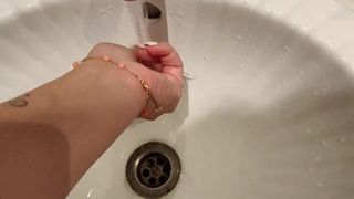 When she's alone and needs anal sex, she uses her dildo