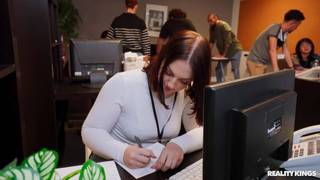 Lucy Lotus gives a sloppy blowjob to James Angel in the break room Lucy Lotus gives a sloppy blowjob to James Angel in the break room
