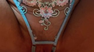 Watch how this long dildo slides in and out of this brunette slut