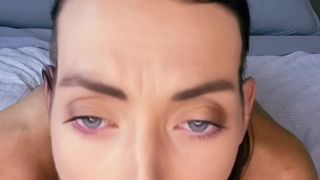 The skinny girl gets naked then put the toy into her hairy pussy