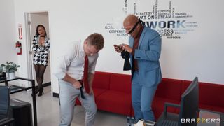 Ricky Johnson and Van Wylde spitroast their boss Kira Noir