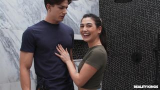 Megan Mistakes swallows Parker Ambrose's cock while her BF records