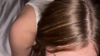 Greedy and magnificent deepthroat with her pigtails