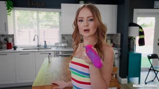 Natalia Queen rides her dildo on the kitchen island after being ignored