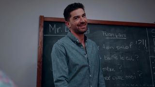 Professor Chris has two students examining his hard cock