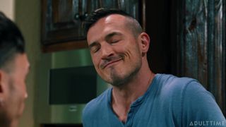 Siren Santiago seduces sad stepdad Derek Kage with intimate anal sex