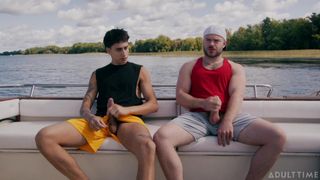 Just two bros holding each other's hard cock for support