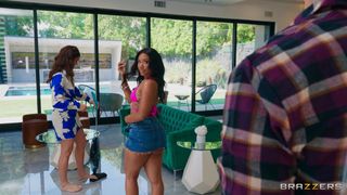 Chanell Heart gets her black booty rubbed with oil by Jimmy Bud
